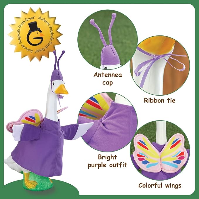Gaggleville Butterfly Goose Outfit, Fits Large 23" H Statue, by Fox | Valley Traders