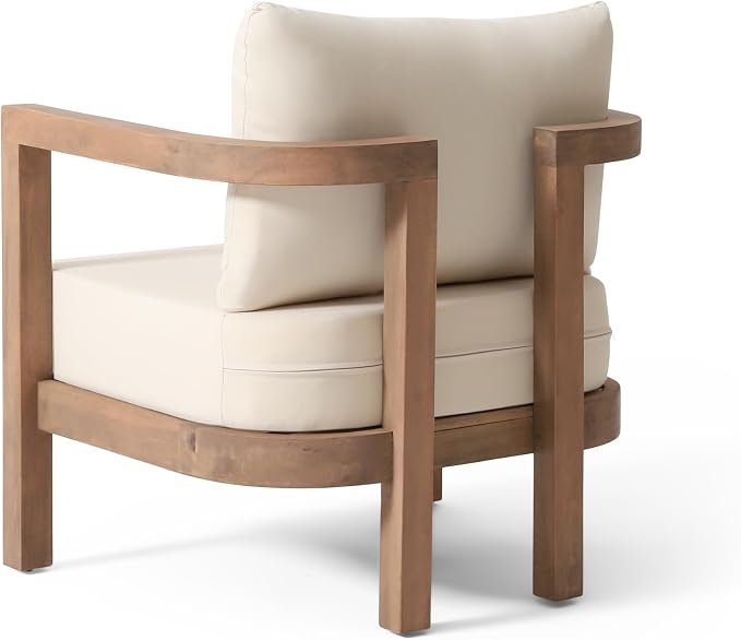 Christopher Knight Home Orion 3 Pieces Acacia Furniture Set, Patio Chair Chat Set with Coffee Table, Outdoor Acacia Wood Conversation Set for Garden Porch Backyard Balcony, Brown Wash+Beige
