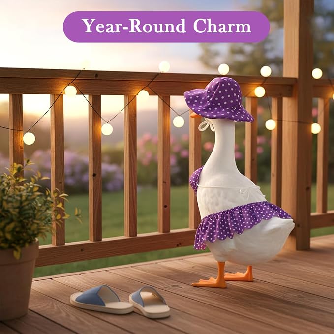 Hawaiian Porch Goose Outfits, Summer Style Goose Outfits, Cute Gooses Clothes fit Large 23" H Statues for Outdoor Garden and Yard Decoration