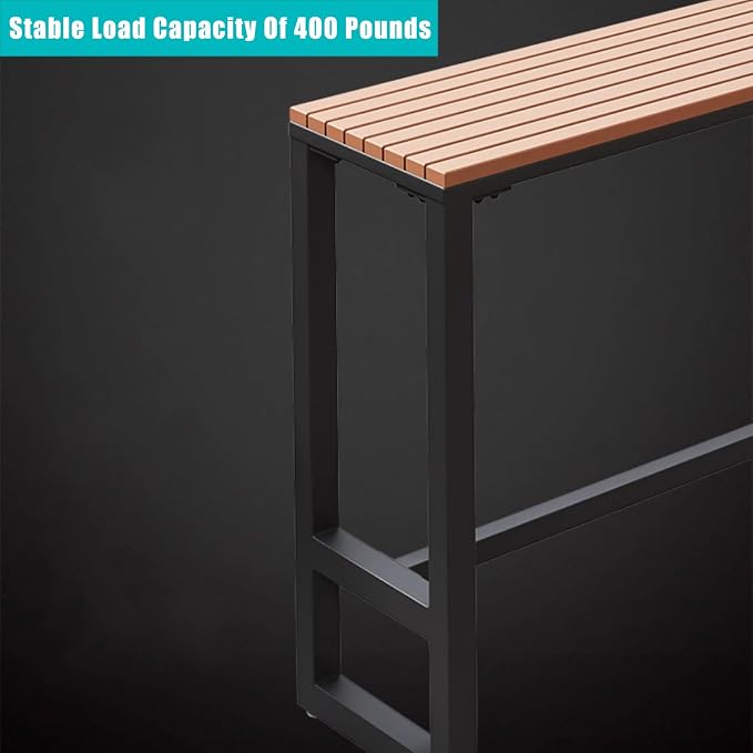 Outdoor Bar Height Patio Table,All-Weather Rectangular High Top Table,Long Narrow Bar Table with Powder Coated Steel Frame,Table Only(55.1 "L x 15.7 "W x 41.3 ‘H, Black)