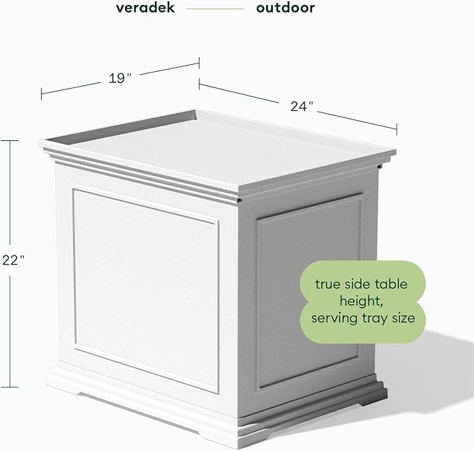 Veradek 30-Gallon Brixton Tray Table - 2-in-1 Outdoor Side Table with Storage + Tray for Patio | Durable All-Weather Resistant | Classic & Functional