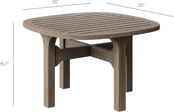 Modway Saratoga 5-Piece Teak Wood Outdoor Furniture Set in Weathered Gray Pebble - Patio Conversation Set with Loveseat, 2 Armchairs, Side Table and Coffee Table