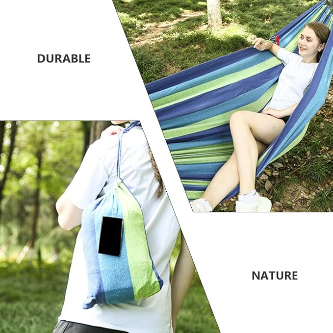 Toddmomy Thickened Canvas Double Hammock Portable Swing Hammock for Outdoor Easy to Assemble