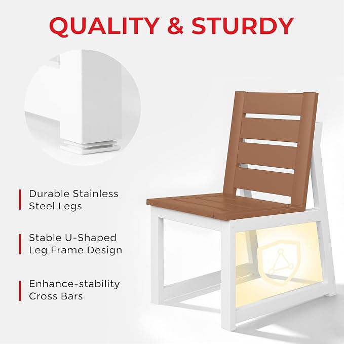 Costaelm Stinson Outdoor Patio HDPE Dining Side Chair, Teak
