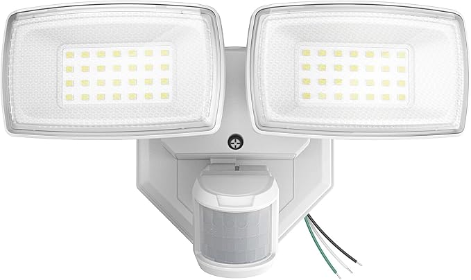 Onforu 32W 2 Head Motion Sensor Outdoor Lights, 3200LM 6500K LED Security Light Hardwired, Dusk to Dawn, Motion Detector Light for Outside, IP65 Waterproof Flood Lights for Garage, Yard(White)