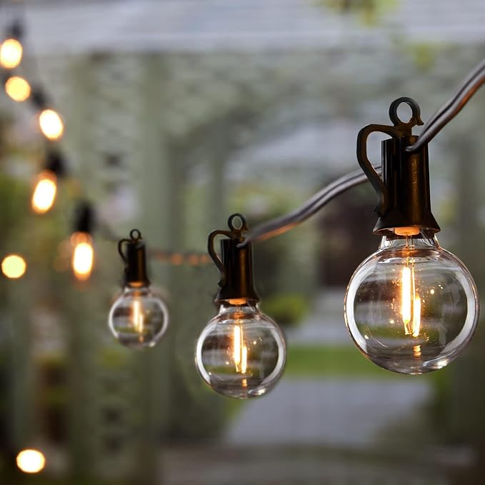 Outdoor String Lights, 55(50+5) FT 25 Bulbs IP65 Waterproof Patio Lights | Shatterproof Dimmable Hanging Connectable G40 Globe LED Outdoor Lights for Christmas, Backyard, Bistro, Porch