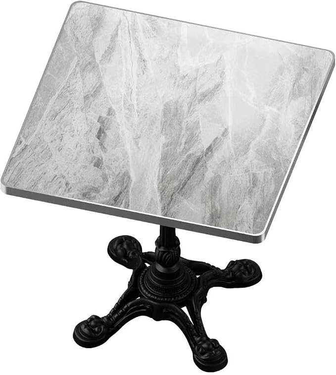 SSLine 31.5" Square Sintered Stone Dining Table, Grey Marble Top Bistro Table with Heavy-Duty Cast Iron Base, Waterproof Tulip Table for 2-4 Person,Indoor/Outdoor Use for Patio,Cafe,Restaurant