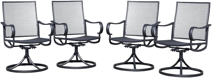 Outdoor Swivel Rocker Patio Dining Chair Set of 4, Mesh High Back with Metal Frame, All Weather, for Backyard, Lawn, Deck and Porch