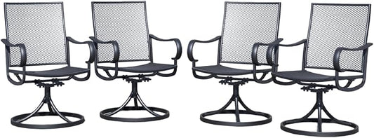 Outdoor Swivel Rocker Patio Dining Chair Set of 4, Mesh High Back with Metal Frame, All Weather, for Backyard, Lawn, Deck and Porch