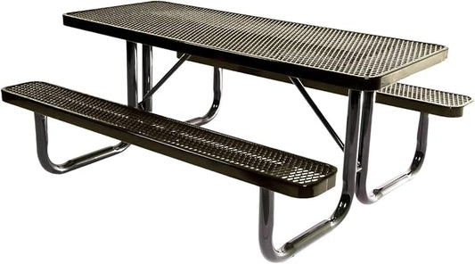 COATEDOUTDOORFURNITURE Heavy-Duty Portable Outdoor Picnic Table, Thermoplastic Coated Expanded Metal Commercial-Grade Patio Dining Furniture Made in America (6ft Rectangular, Textured Gold Vein)