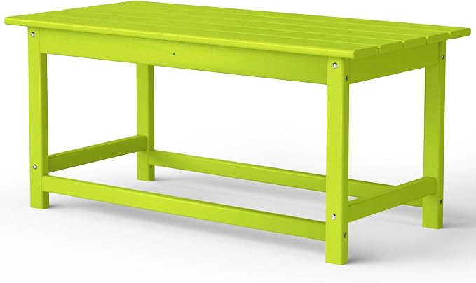 Costaelm Adirondack Conversation Table, HDPE Outdoor Drink Weather Resistant, Outdoor Patio Porch Accent Balcony Table for Pool, Seaside, Backyard, Lime