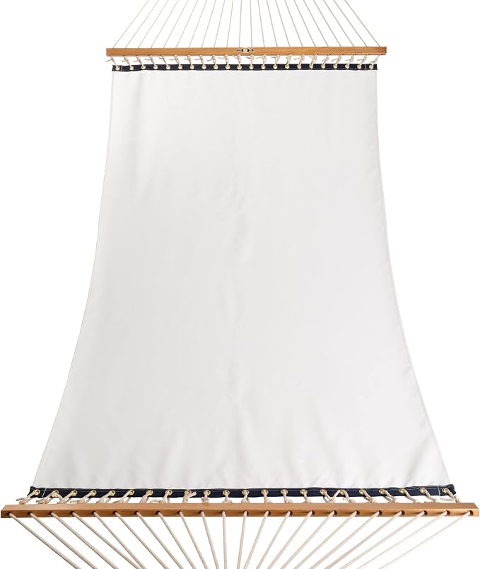 Original Pawleys Island Large Way White Sunbrella Quick Dry Hammock – 13 ft. x 55 in., 450 lb Capacity, DuraCord Rope, Oak Spreader Bar, Handcrafted in the USA