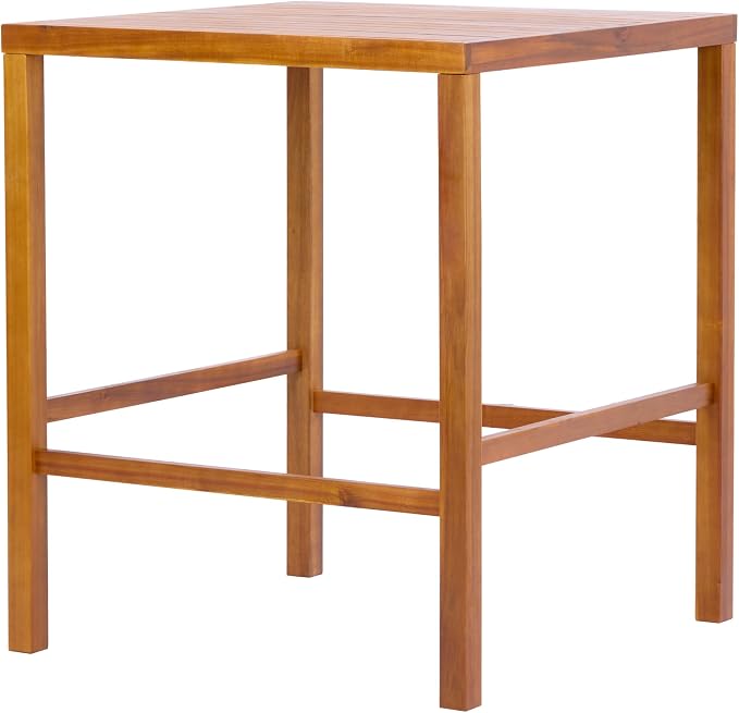 Christopher Knight Home Balew Acacia Wood Outdoor Bar Table, Wooden Patio Bar Height Table, Square Kitchen Coffee Bar Table, Patio Furniture Set, Teak