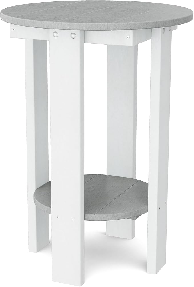 Wildridge Heritage Balcony Table, Light Gray and White - Outdoor Weather Resistant Recycled Plastic Furniture for Patio