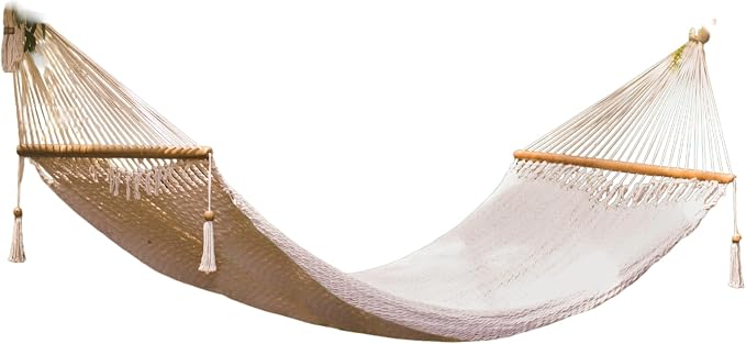 Handwoven Nicaraguan Cotton Hammock with Wooden Bars