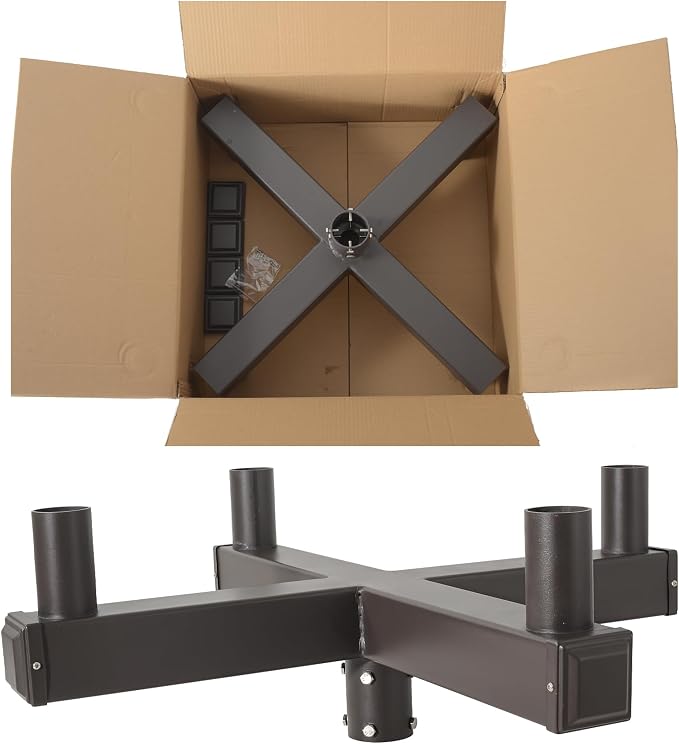 Tenon Adaptor with 4 Arms at 90 Degree, Round Bullhorn Adapter with 4 Tenons Pole Top Tenon Adapter for 2 3/8" LED Parking Lot Light, Outdoo Post Light Top Accessories Mount