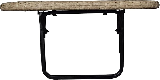 White Indoor and Outdoor Foldable Wicker Balcony Table with Metal Frame and Adjustable Clamps