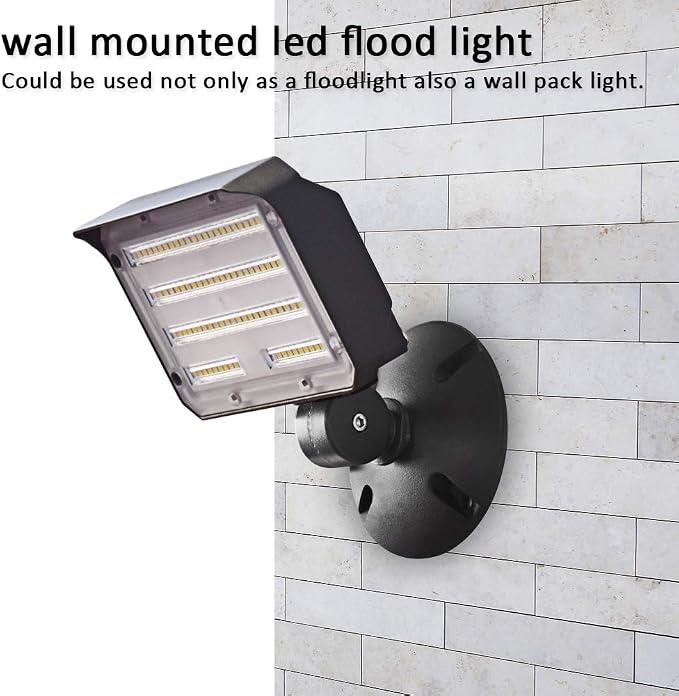 60W LED Flood Light with Knuckle, Outdoor Security Fixture Dusk-to-Dawn Photocell 5000K 7,800lm(300W Equivalent) 100-277V IP65 Waterproof with Base for Wall Mount for Entrance Garden Yard