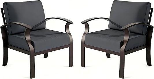 ALAULM Aluminum 2-Seat Patio Furniture Set, Metal Outdoor Furniture Sectional Sofas w/5.1" Cushions for Patio, Backyard, Poolside-Black