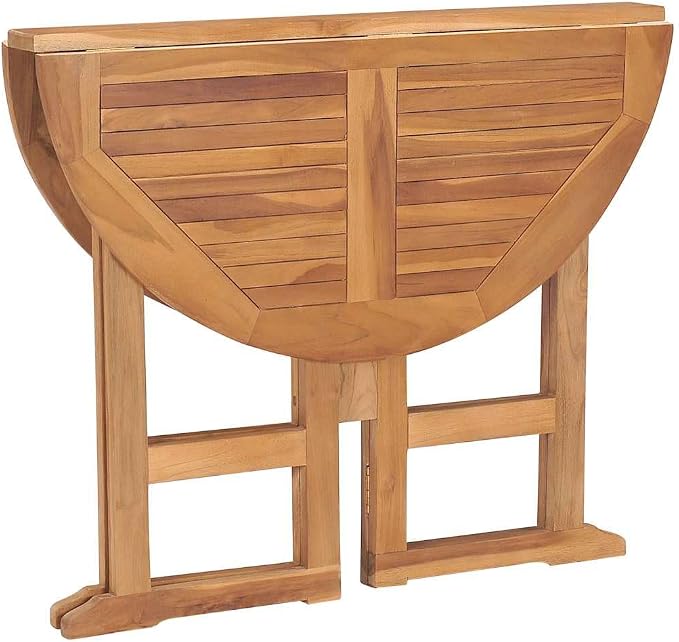 Solid Teak Wood Folding Dining Table for Outdoor Patio Garden Furniture with Space for 4 People and Easy Storage Design