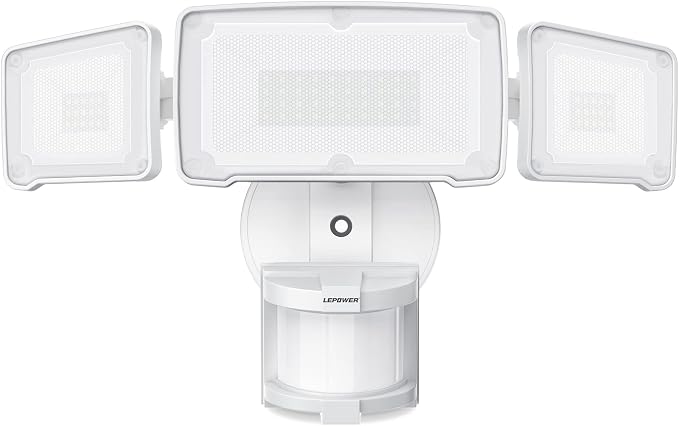 LEPOWER LED Security Light Motion Sensor Outdoor Lights, Bright 38W 4200LM | 72 FT Range, IP65, Easy to Install, 180° Motion Sensor, 5500K, 3 Head Detected Waterproof Flood Light for Garage, Yard, Porch