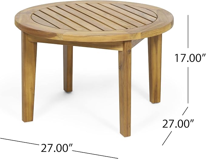 Solano Outdoor Circular Coffee Table - Acacia Wood - Teak