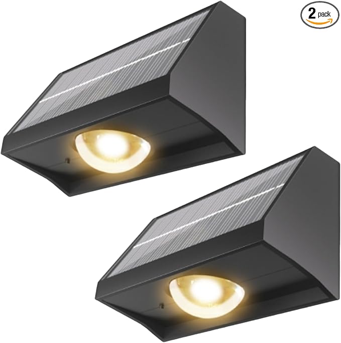 Solar Fence Lights Outdoor Waterproof High Brightness LED Spot Lens Deck Lights 7 Mode Warm & Cool White RGB Solar Powered Wall Lighting Decor for Outside Patio Step Backyard Railing Pool - 2 Pack