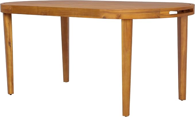 Christopher Knight Home Domac Acacia Wood Dining Table Set for 6, Solid Wood Outdoor Dining Set for 6, Oval Patio Dining Table and Chair Set with Cushion & Rope Accent, Cream Beige + Oatmeal + Teak