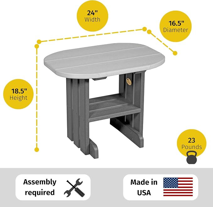 LuxCraft Poly Small Table Stand, Outdoor Side Tables for Patio, Weatherproof Patio End Table for Outside, Eco Friendly and UV Resistant HDPE - Amish Made in USA (Black)
