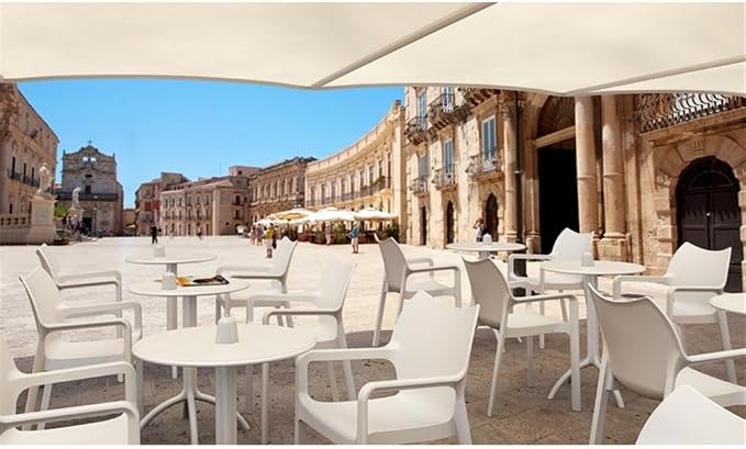 Pemberly Row Round Patio Bistro Table, 23 in Diameter, Resin Polypropylene, White Finish, UV Resistant, Durable Outdoor Dining Table for Pool, Beach, Heavy Use Areas