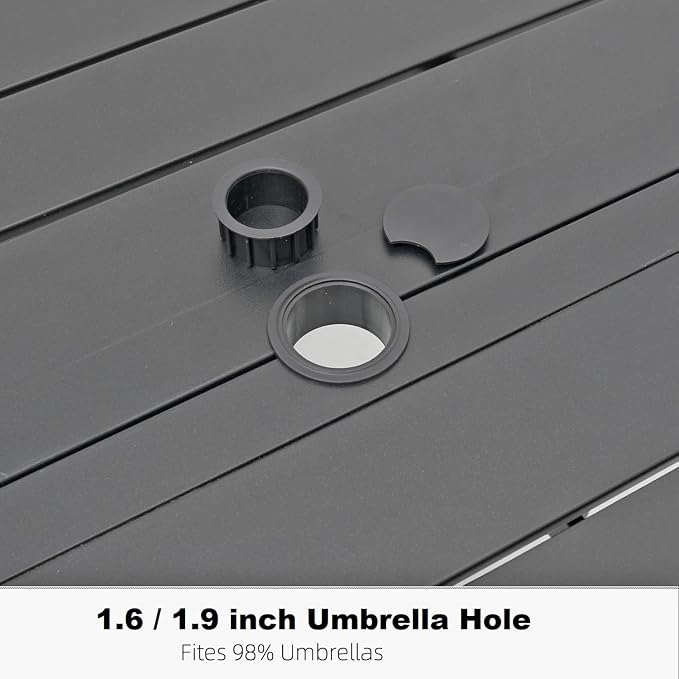 Patio Table and Chairs Set for 6 Person,54" Round Steel Slat Outdoor Table with 6PCS Breathable Textilene Stackable Chairs for Deck/Backyard/Poolside/Garden