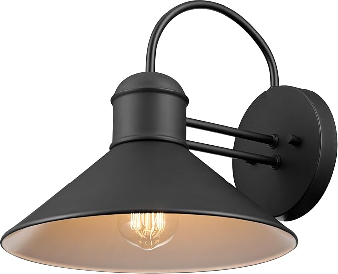 Globe Electric 44165 1-Light Outdoor Wall Sconce, 2-Pack, Weatherproof, Black Finish, Outdoor Lighting Modern, Wall Lighting, Porch Light, Front Porch Décor, Patio Décor, Outdoor, Bulb Not Included