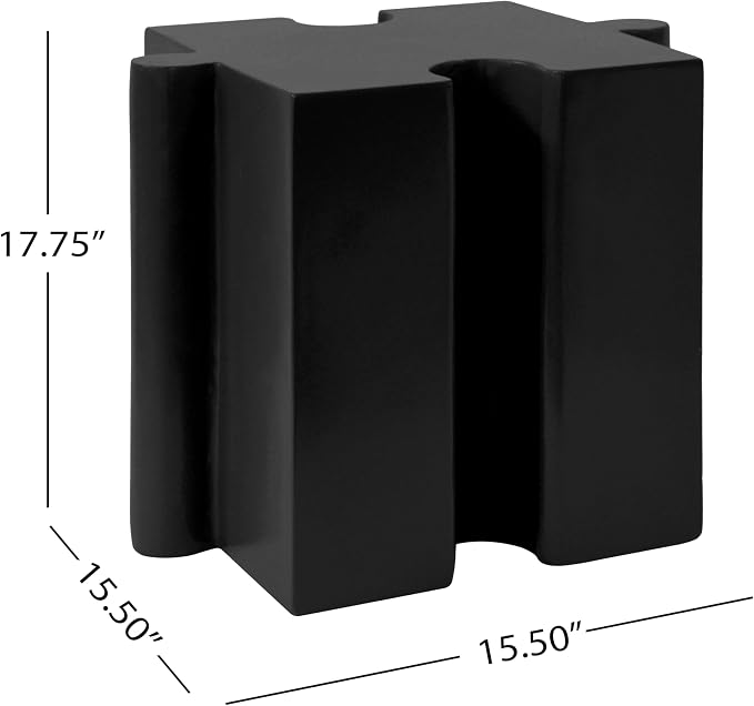 Christopher Knight Home Daton 3 Piece Interlocking Outdoor Side Table Set, Modular Lightweight Concrete Coffee Table, Convertible MGO End Table for Indoor&Outdoor, Design for Creative Set Up, Black