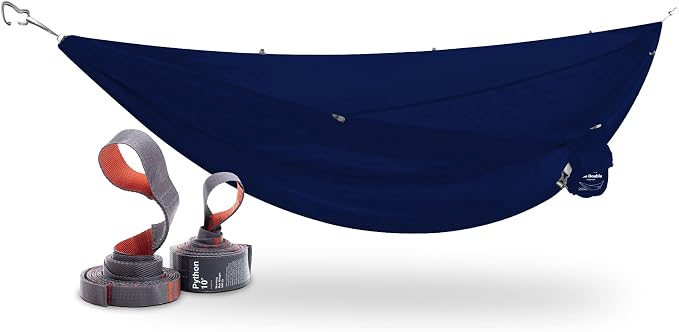 Kammok: Roo Double Hammock +Python 10' Bundle | Our Bestselling Hammock & Tree Friendly Straps | 100% Recycled Water Resistant Ripstop Fabric | Lifetime Adventure Grade Warranty, Midnight Blue