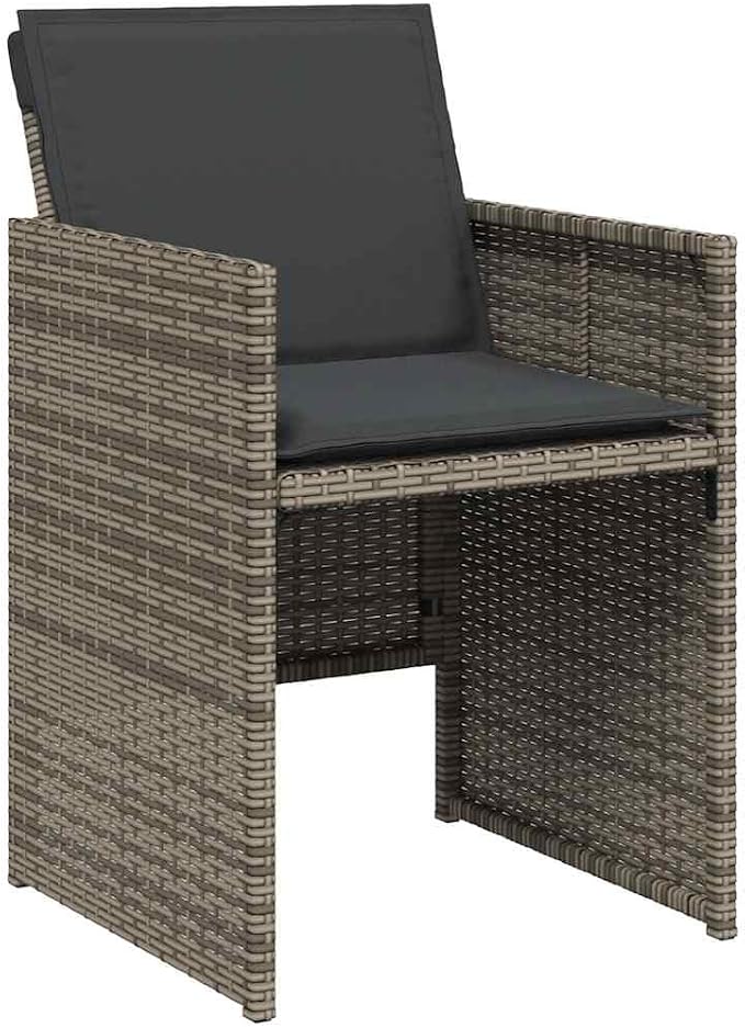 13 Piece Outdoor Dining Set with Cushions Gray Poly Rattan Patio Furniture for 12 Seats, Folding Chairs with Removable Washable Cushions, Tempered Glass Table for Garden Backyard Deck Entertaining