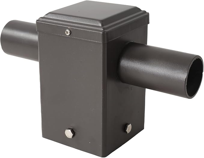 180 Degree Square Horizontal Tenon Adaptor with 2 Arms for 4 inch Square Pole, 2 Horizontal Mounting Bracket with Accessories Pole Light Adapter, Bronze Steel, Slip Fitter Mount Converter