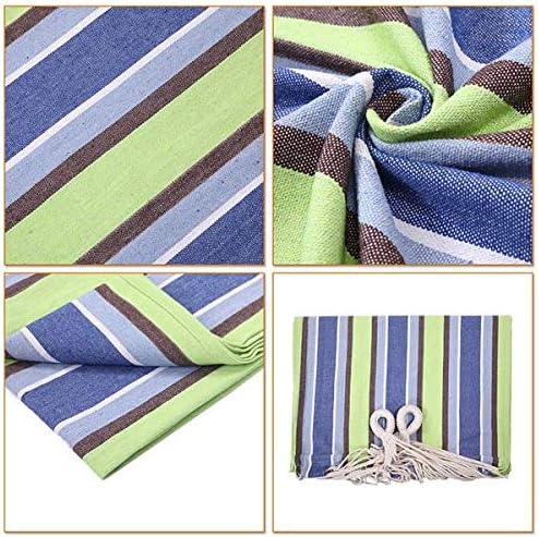 Hammock Set (Hammock Frame Small Color Bar) Natural Rope (Green Strip)
