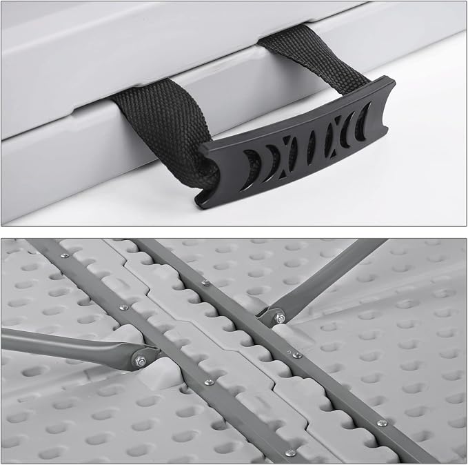 MoNiBloom 6Ft Folding Table, Heavy Duty Portable Plastic Dining Tables Fold in Half Indoor Outdoor Desk w/Handle, Lock for Camping Picnic Party, Gray
