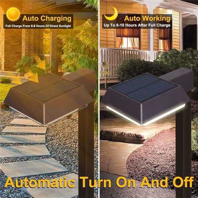 Bobcat Solar Pathway Lights Outdoor Super Bright 300 lumens with 2-in-1 Warm White and Daylight Color Modes, Solar LED Lights Outdoor Waterproof for Path, Sidewalk, Driveway or Walk Way Light(4 Pack)