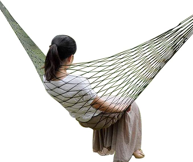 Hammock, Comfortable Nylon Mesh Rope Lightweight Portable Camping Hammock for Outdoor Relaxation Beach Backyard Park Camping