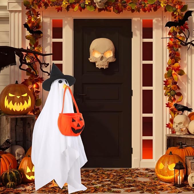 DIYDEC Halloween Goose Outfit Ghost Lawn Porch Goose Clothes Fall Halloween Goose Costume for 23" Geese Outdoor Patio Yard Lawn Decoration