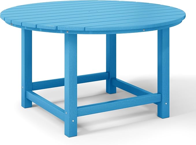 WestinTrends Malibu Kids Outdoor Patio Furniture HDPE 38" Wide Round Dining Table, Pacific Blue