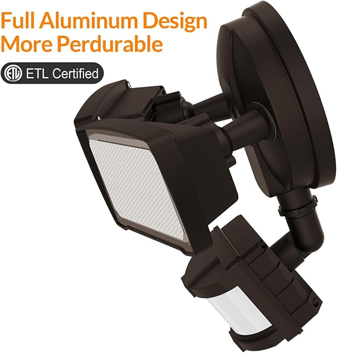 LEPOWER Hardwired LED Security Lights Motion Sensor Outdoor, 30W 3200LM | 5500K Daylight, 72 FT Range & 180° Detection, Easy to Install, IP65 Waterproof, 2 Head Flood Light for Garage, Yard, Porch