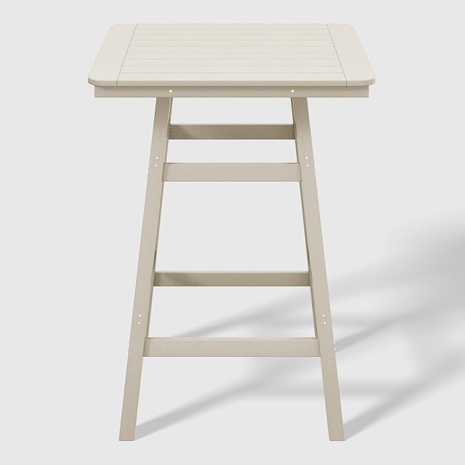 WestinTrends Malibu Square Outdoor Patio Bistro Bar Table with Umbrella Hole 42" Tall, Sand