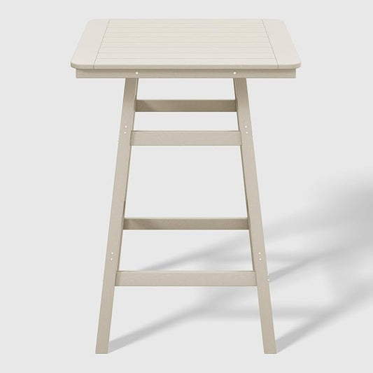 WestinTrends Malibu Square Outdoor Patio Bistro Bar Table with Umbrella Hole 42" Tall, Sand
