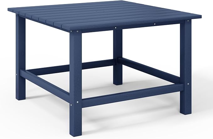 WestinTrends Malibu Kids Outdoor Patio Furniture HDPE 31" Wide Square Dining Table, Navy Blue