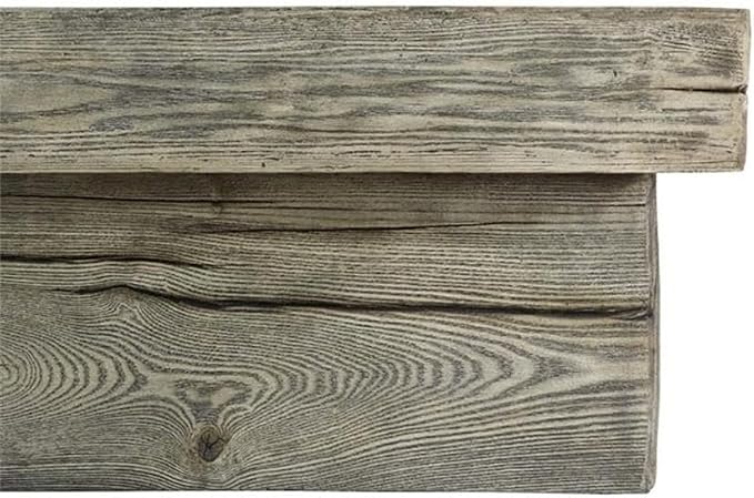 Pemberly Row 70" Rectangular Wood Outdoor Patio Fire Pit Table, Light Gray Simulated Driftwood Finish, Magnesium Oxide Coating, 50,000 BTU Propane Burner, Rustic Modern Style for Backyard or Deck Use