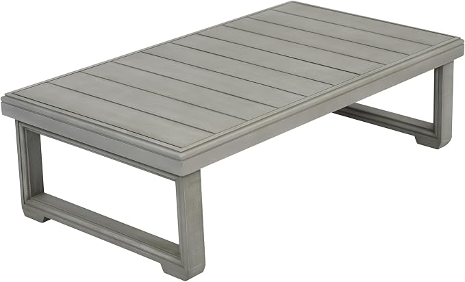 Christopher Knight Home Westchester Rectangular Outdoor Coffee Table, Slat Panel Side Table, Acacia Wood Side Desk for Backyard Balcony Garden, Weather Resistant Patio Tea Table, Light Grey