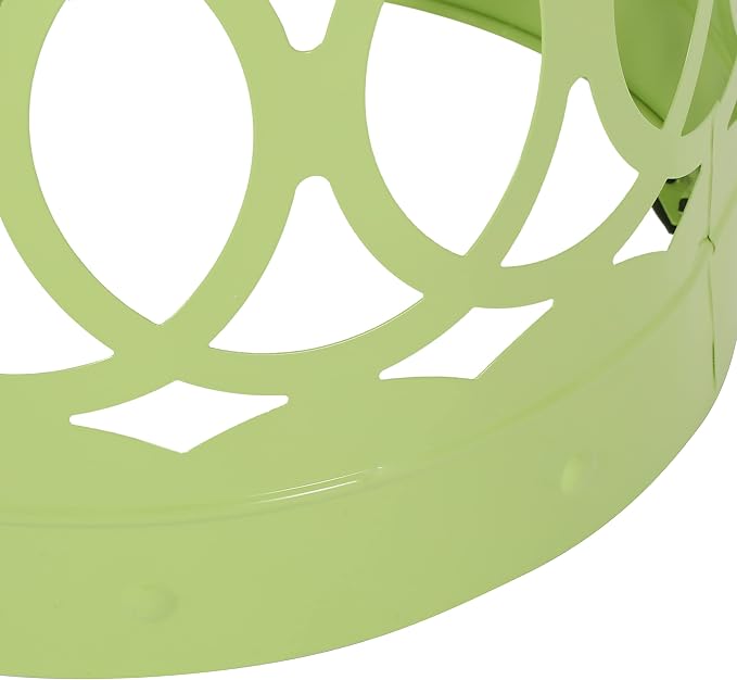 Outdoor Round Metal End Table Cut Out Design, Metal Round Patio Table Garden Stool Side Tables for Indoor Outdoor (Green)
