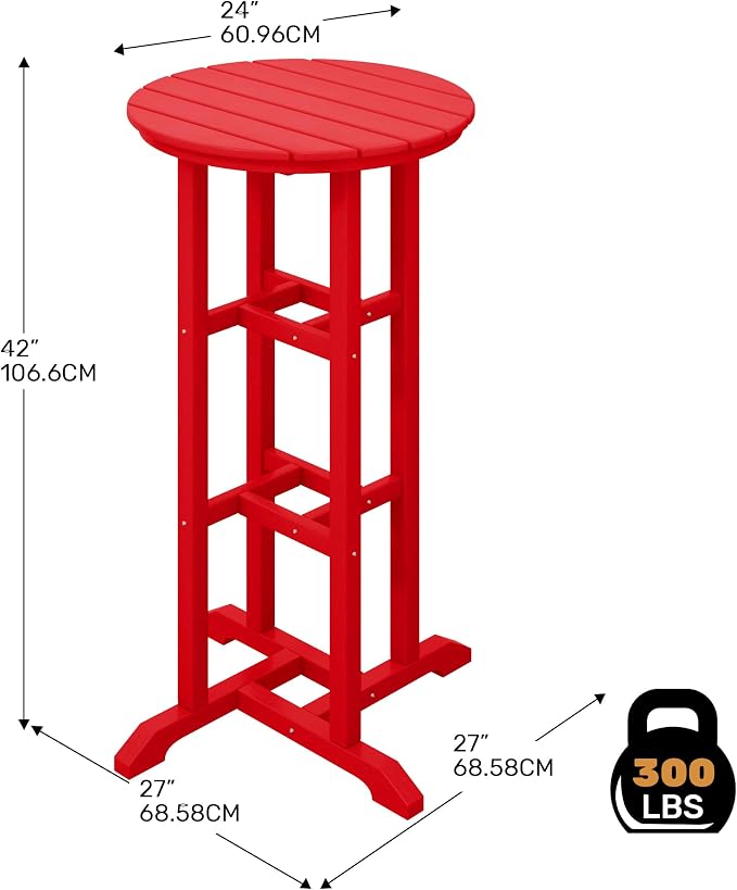 Costaelm Outdoor Bar Table, 42" Counter Height Round Patio Cocktail Bar Table, Patio Bar Table Bistro Dining Table Pub Table for Front Porch Deck, Backyard, Garden, Red